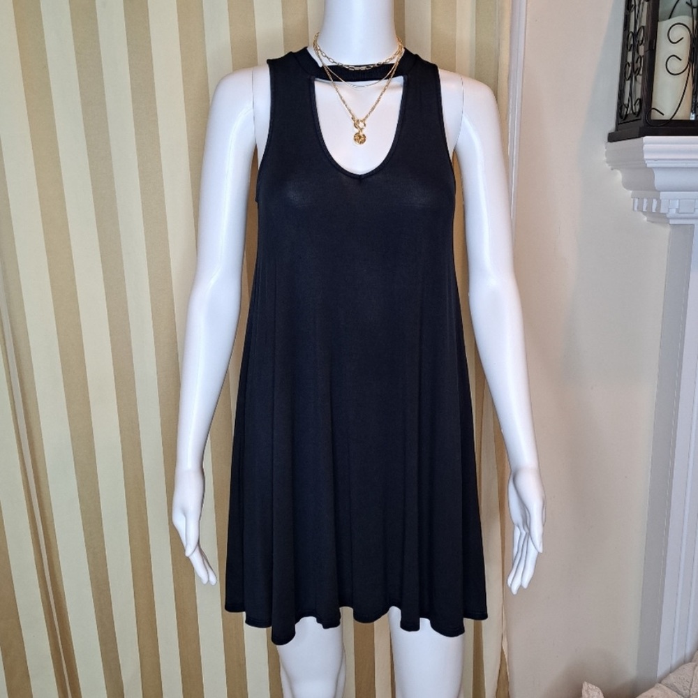 AMERICAN EAGLE KEYHOLE TANK DRESS, NAVY